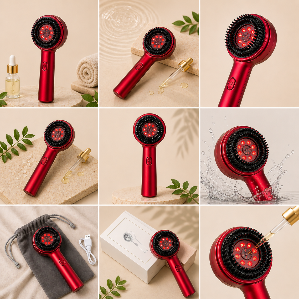Portable Cordless Electric Scalp Massaging Brush Shiatsu Hair Scalp Massager with IPX7 Waterproof Hair Oil Applicator for Scalp